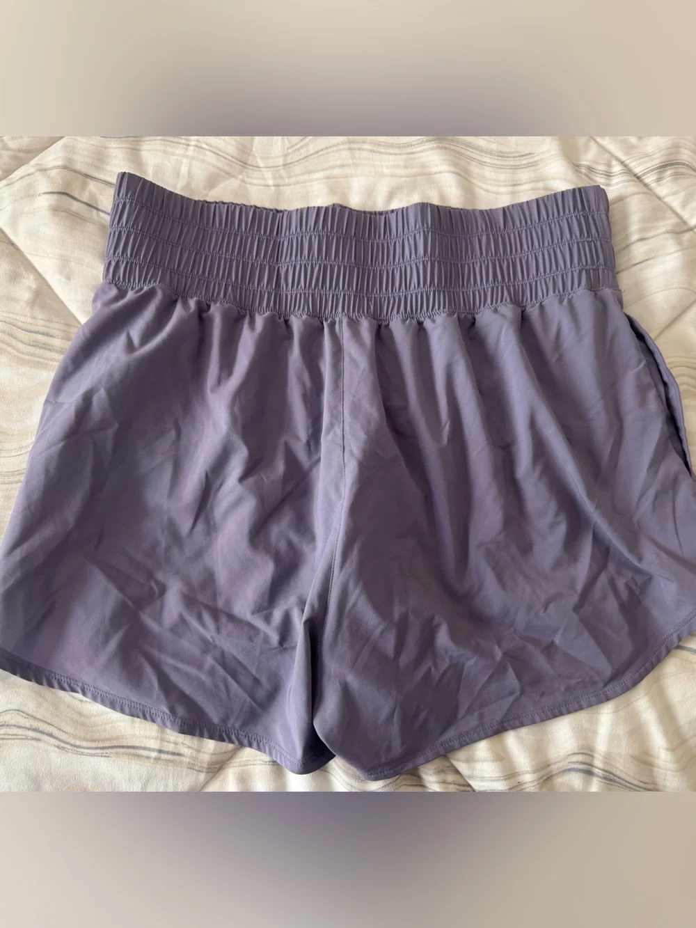 Nike Women's Lavender Smocked-Waist Athletic Shorts
